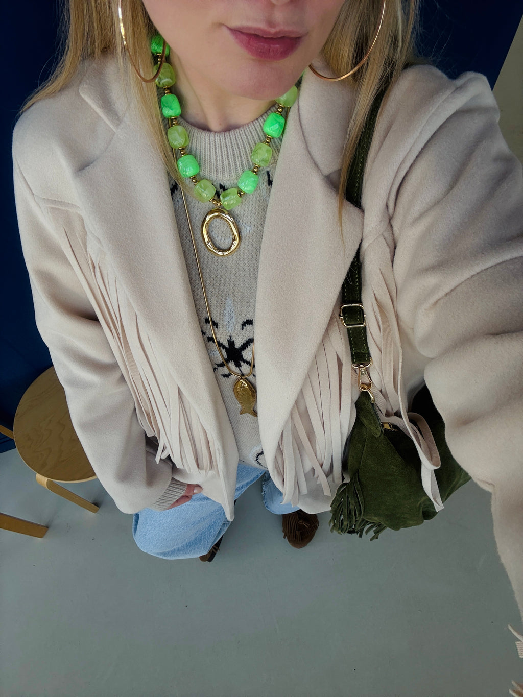 KETTING NEON GROEN MET GOUDEN HANGER