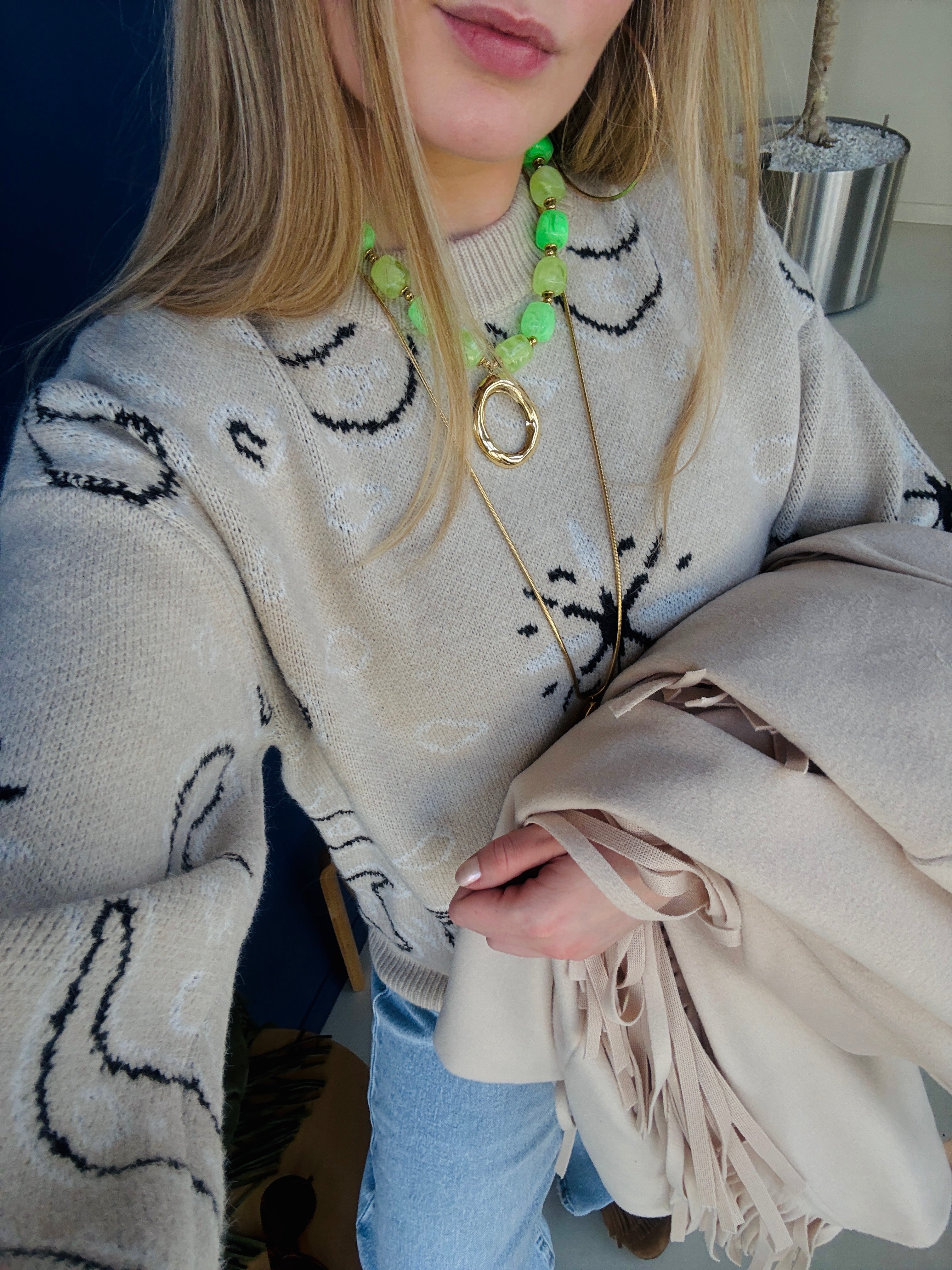 KETTING NEON GROEN MET GOUDEN HANGER