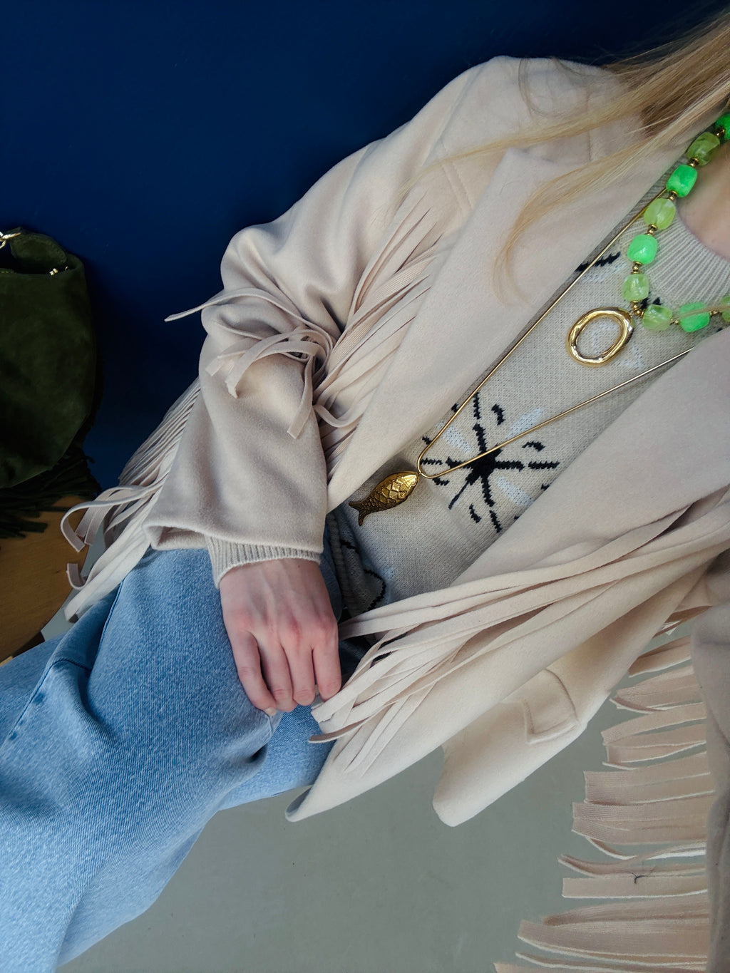 KETTING NEON GROEN MET GOUDEN HANGER