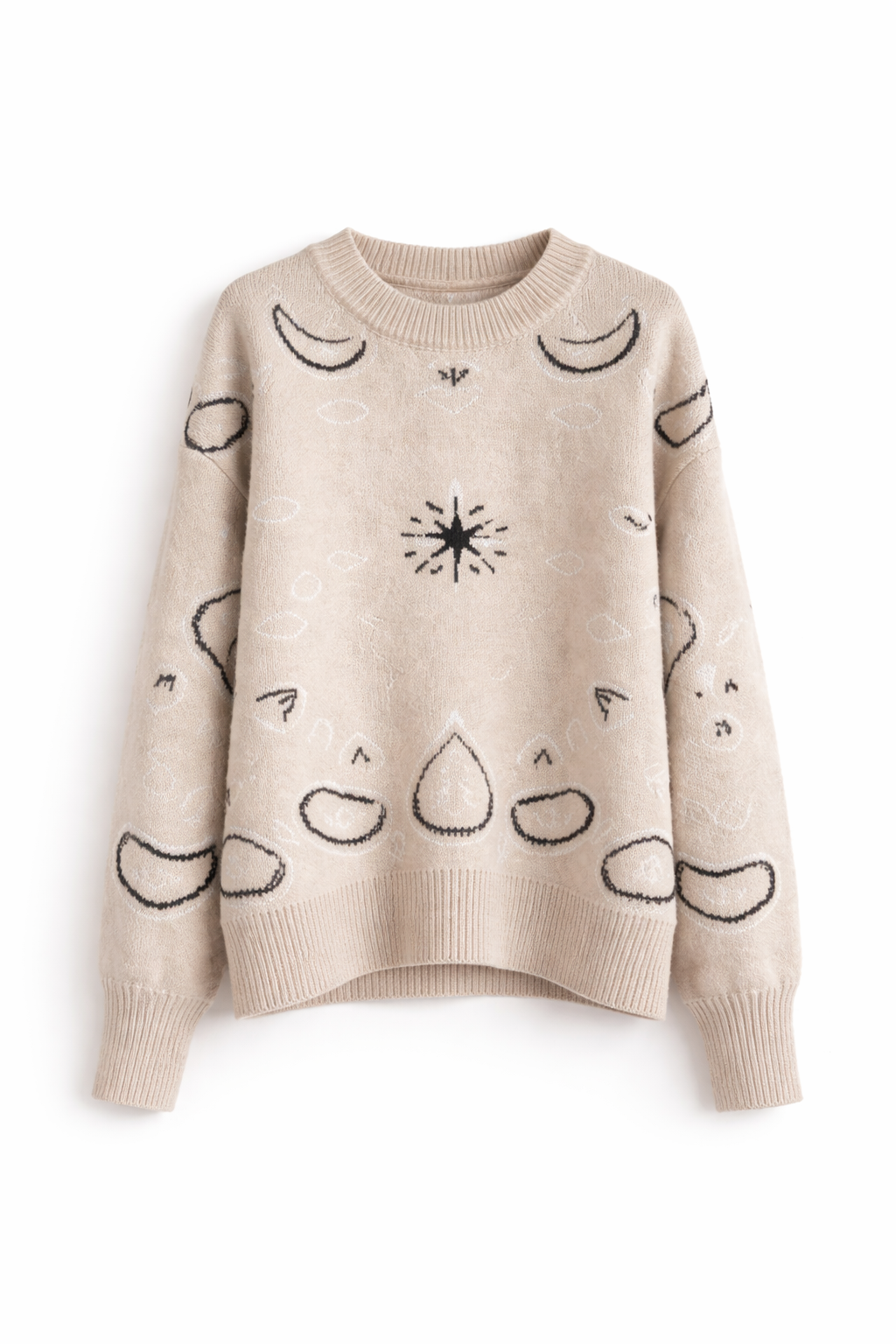 BEIGE TRUI MET BANDANA PRINT